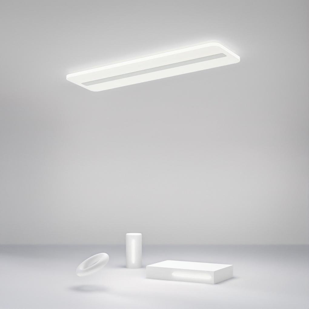 White Rectangular Flush Mount Ceiling Light with 3-Step Dimming