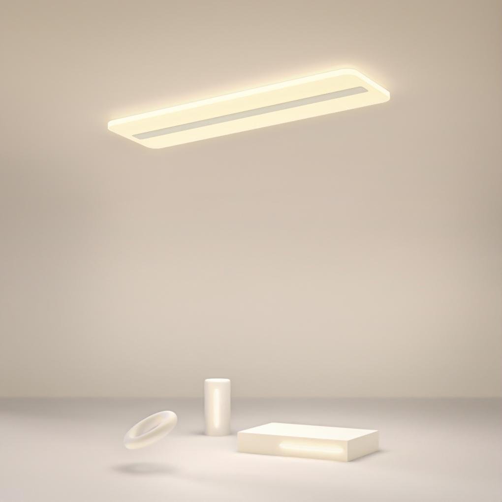 White Rectangular Flush Mount Ceiling Light with 3-Step Dimming