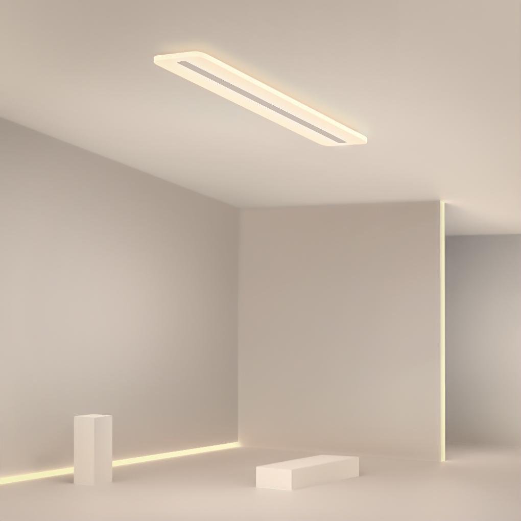 White Rectangular Flush Mount Ceiling Light with 3-Step Dimming