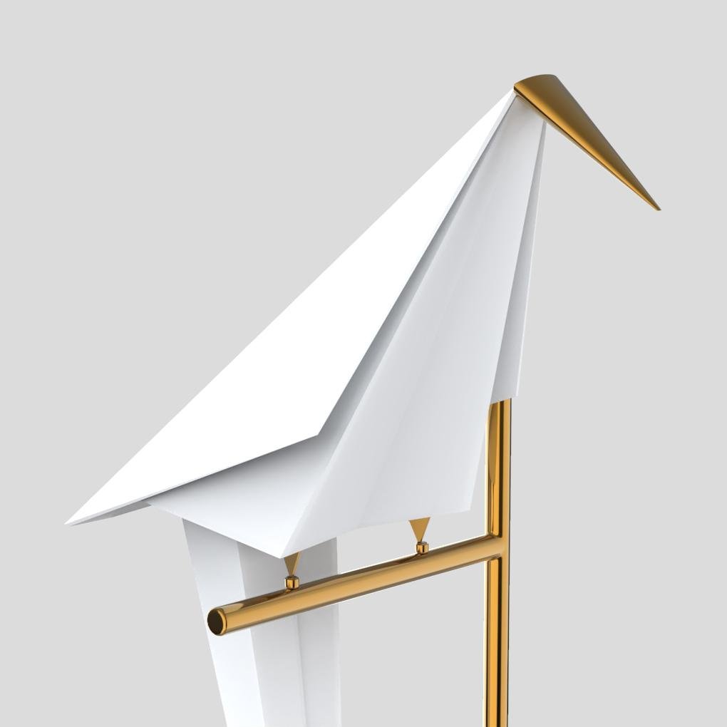 Modern Origami Bird LED Table Lamp with Brass Base