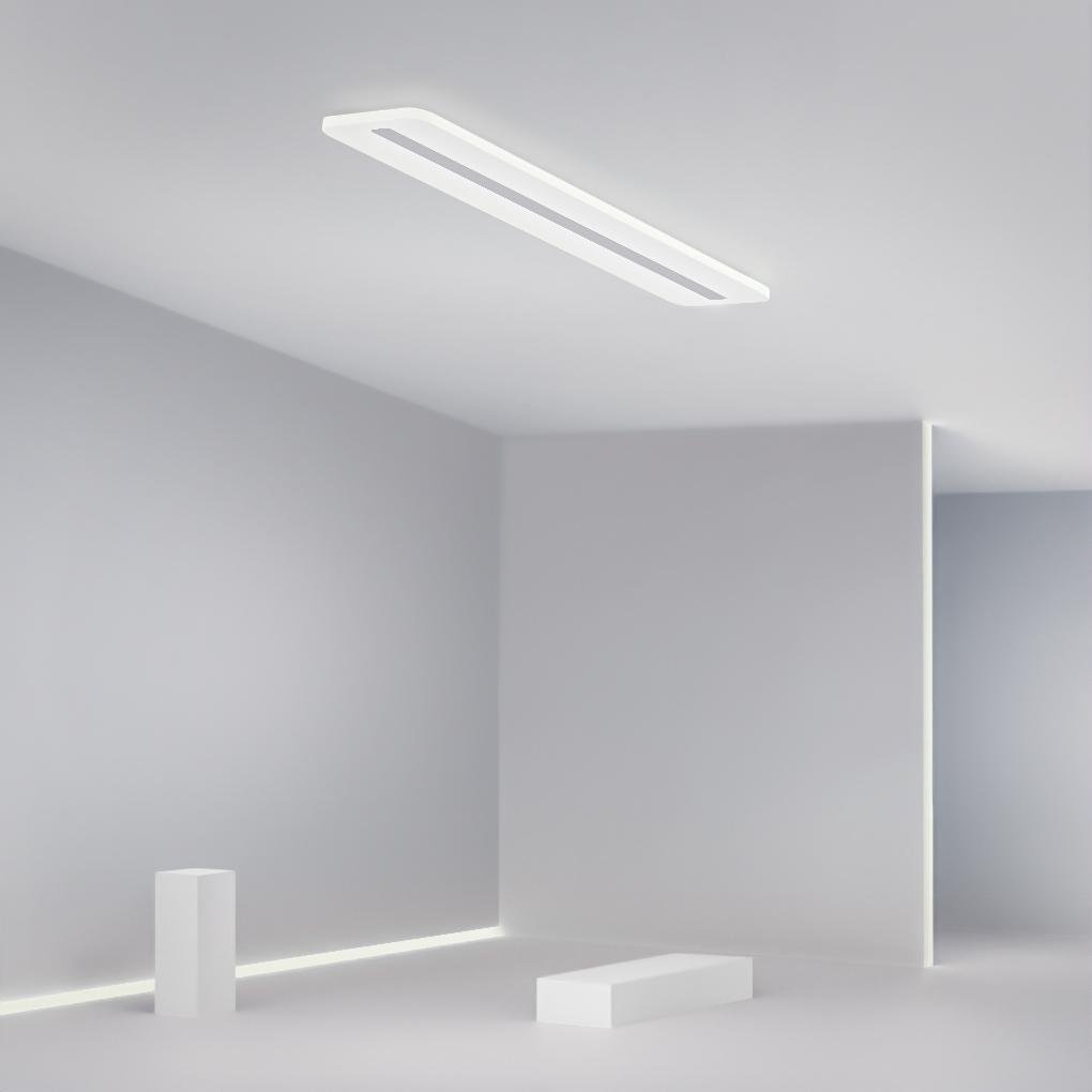 White Rectangular Flush Mount Ceiling Light with 3-Step Dimming