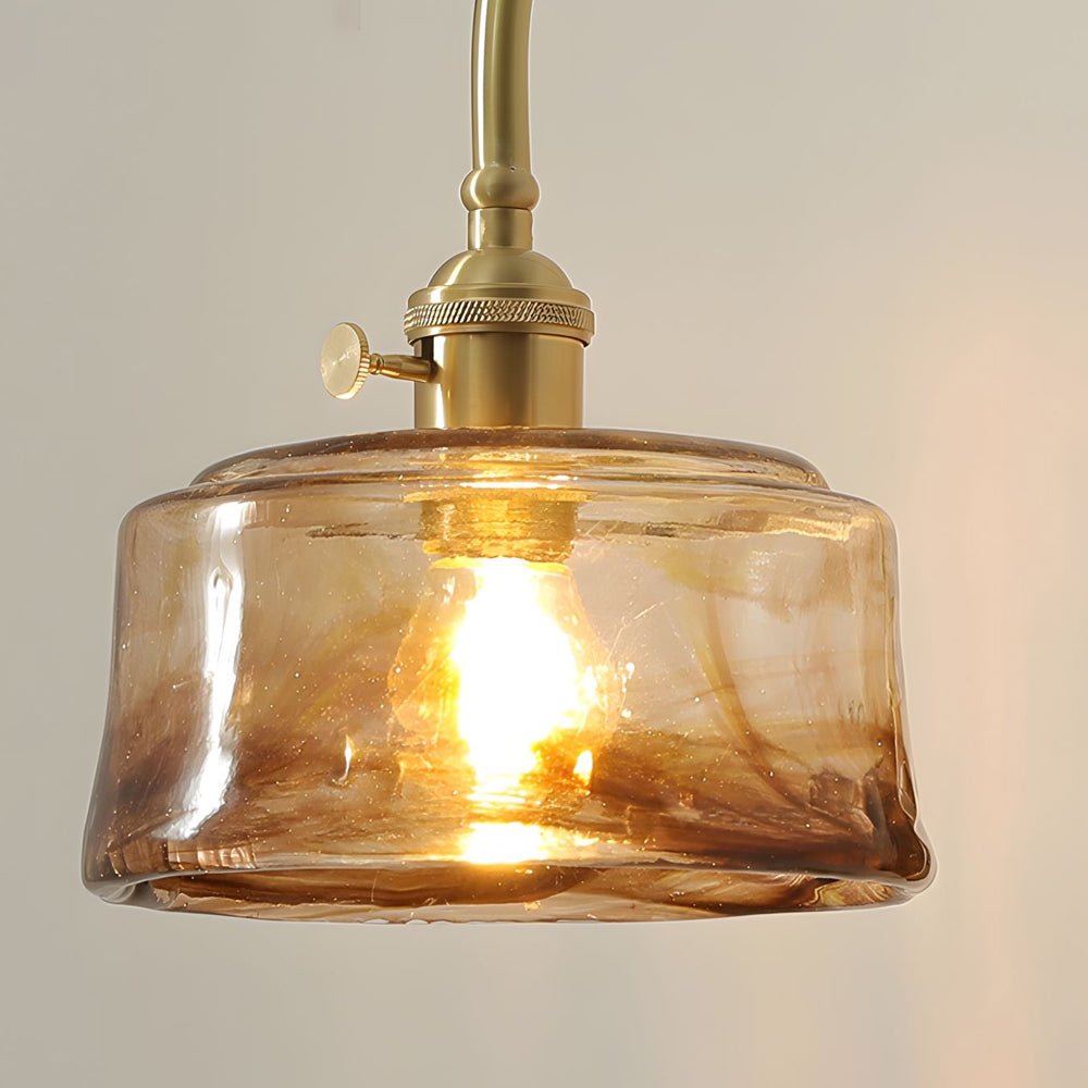 Vintage Brass Wall Sconce with Stained Glass Shade - 1 Light