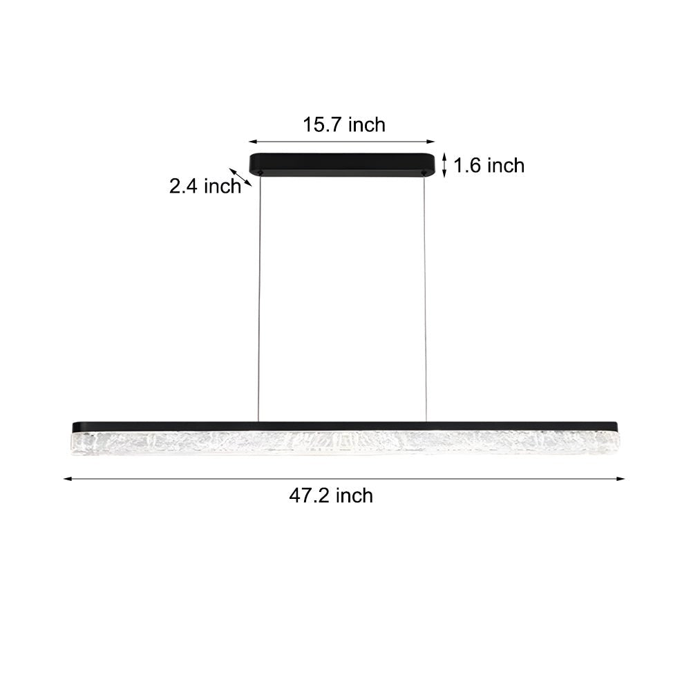 47-Inch Linear Pendant Light Ice-Crack Resin Shade Black