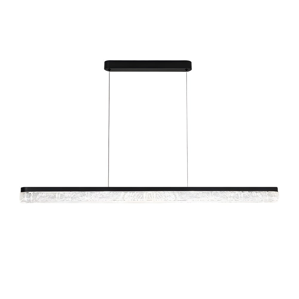 47-Inch Linear Pendant Light Ice-Crack Resin Shade Black