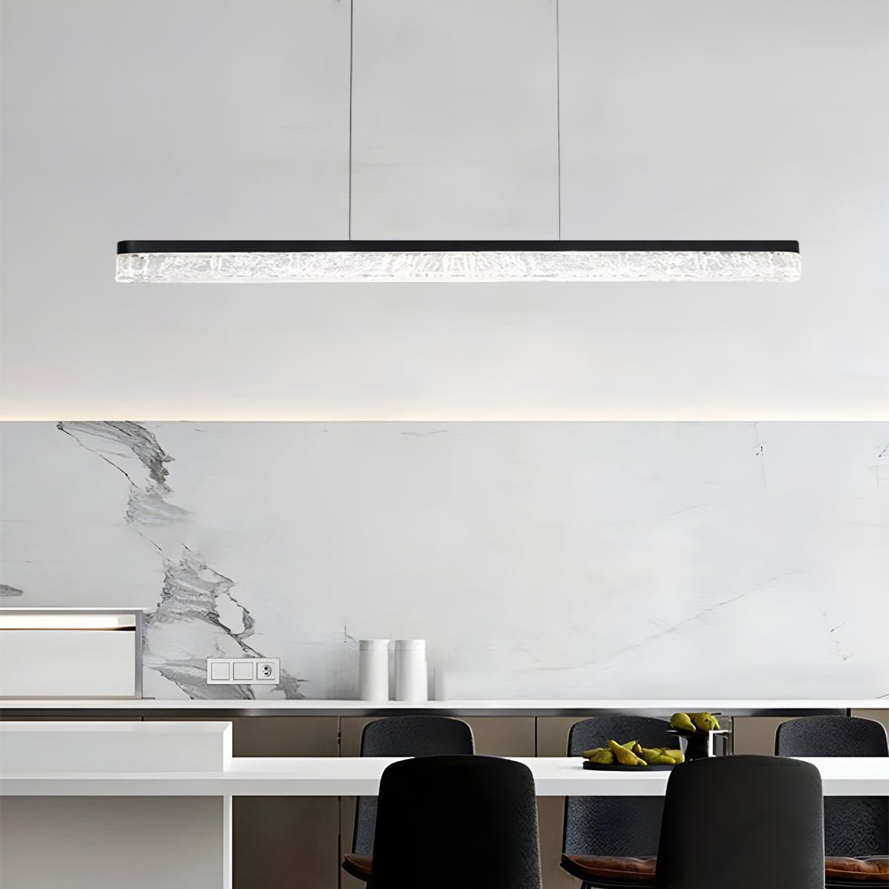 47-Inch Linear Pendant Light Ice-Crack Resin Shade Black