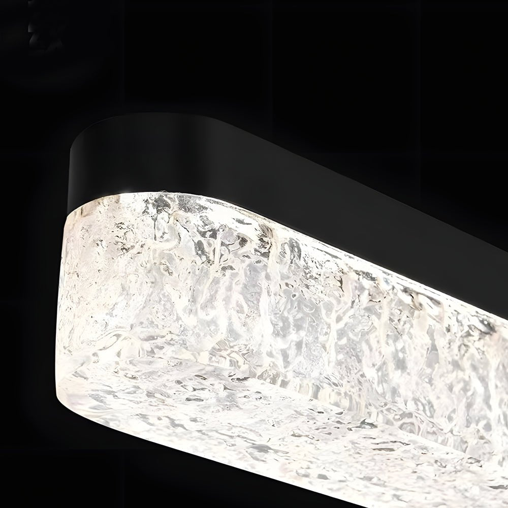 47-Inch Linear Pendant Light Ice-Crack Resin Shade Black