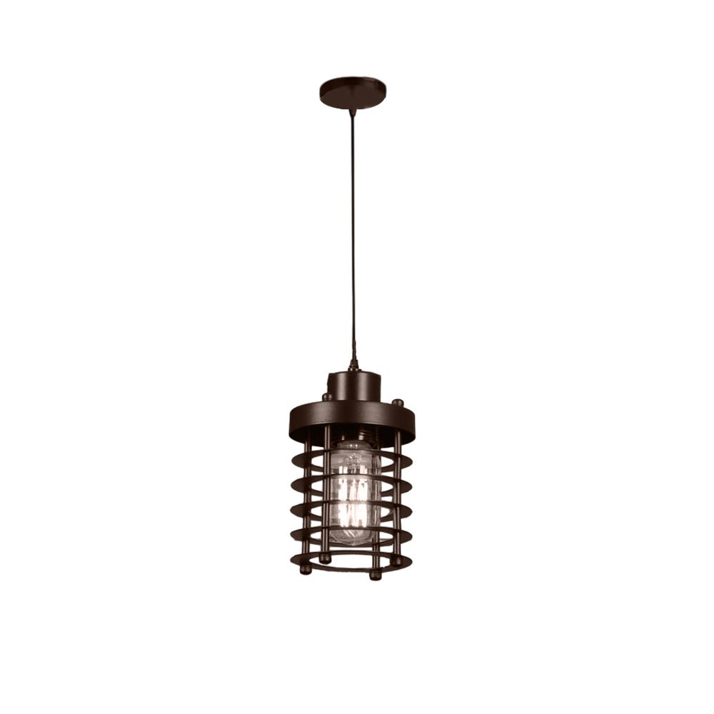 Industrial Metal Cage Pendant Light - Vintage Hanging Lamp