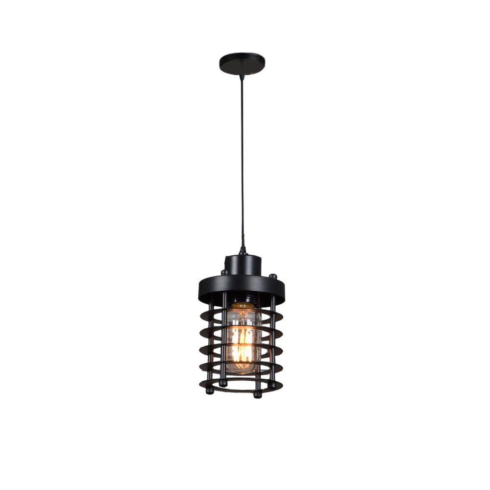Industrial Metal Cage Pendant Light - Vintage Hanging Lamp