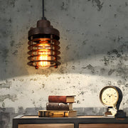 Industrial Metal Cage Pendant Light - Vintage Hanging Lamp