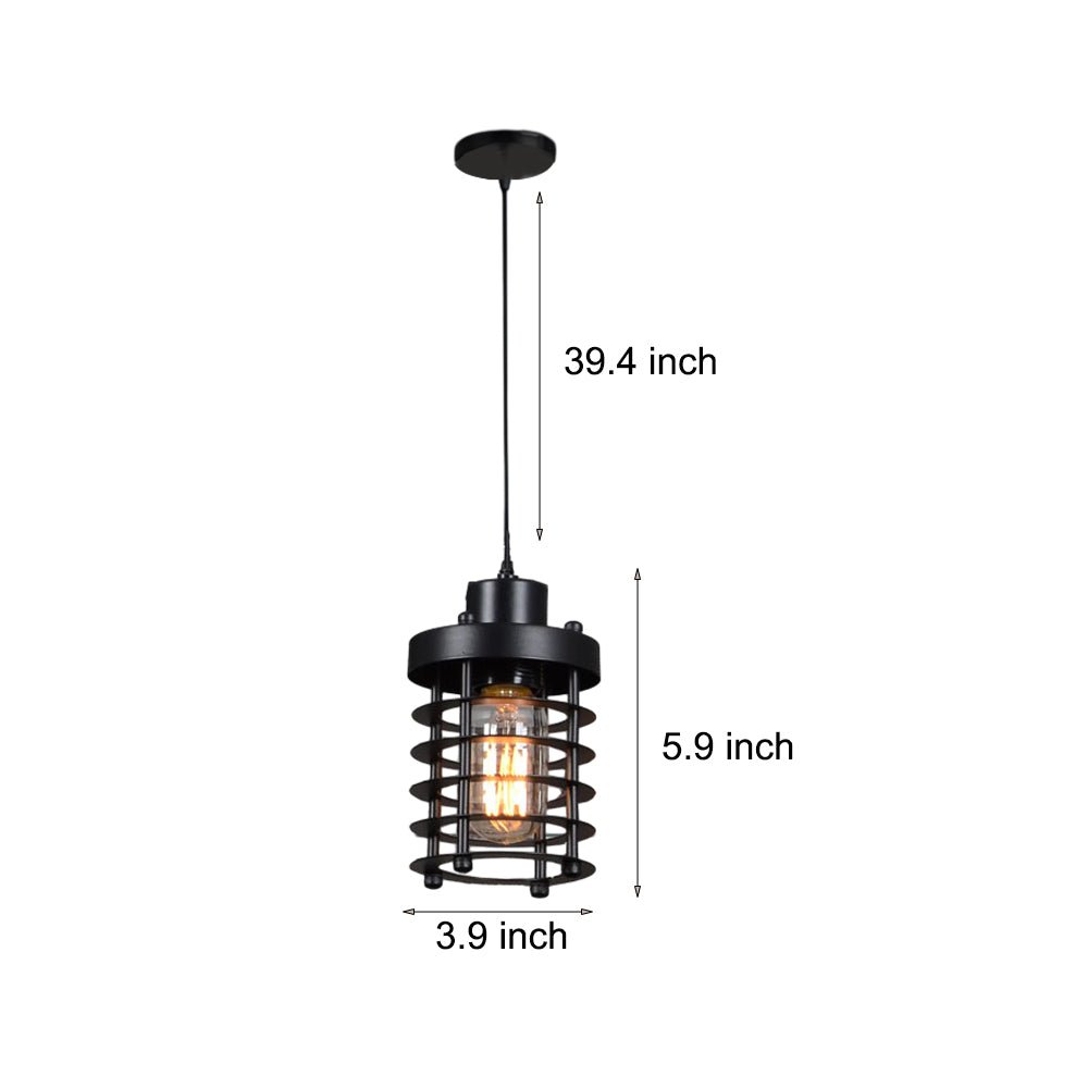 Industrial Metal Cage Pendant Light - Vintage Hanging Lamp