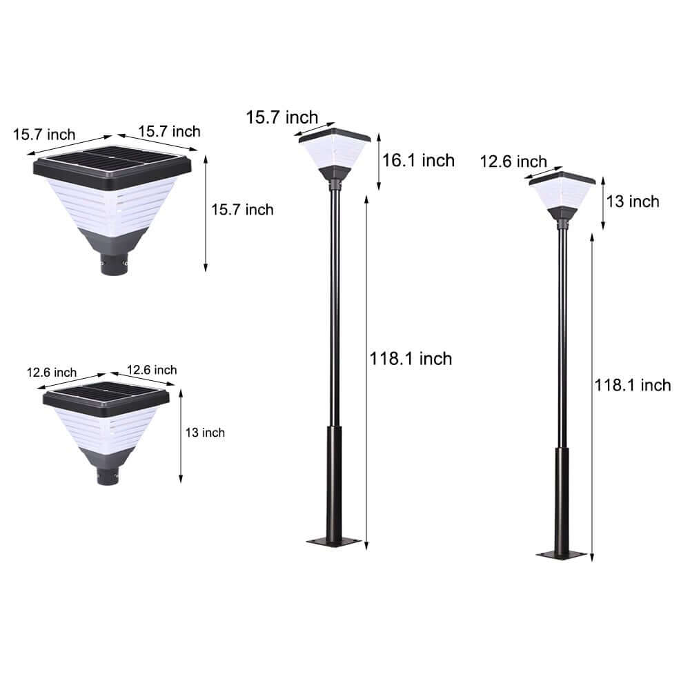 Modern Solar LED Outdoor Post Light | Black Aluminum Square