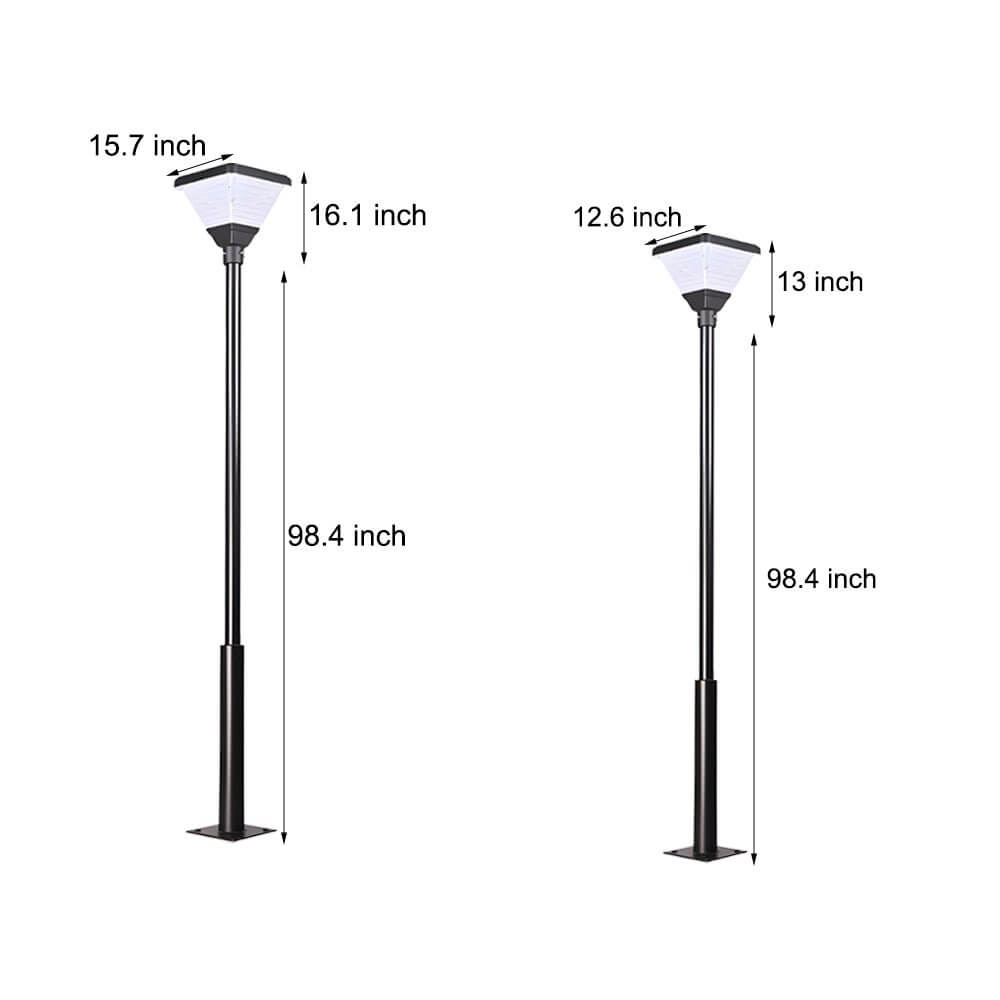 Modern Solar LED Outdoor Post Light | Black Aluminum Square