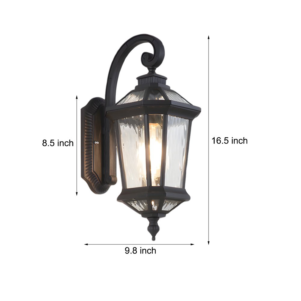 Antique Black Water Glass Outdoor Wall Lantern