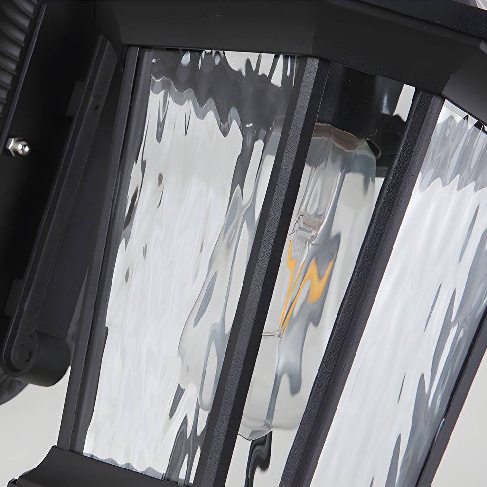 Antique Black Water Glass Outdoor Wall Lantern