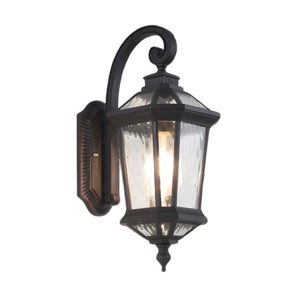 Antique Black Water Glass Outdoor Wall Lantern