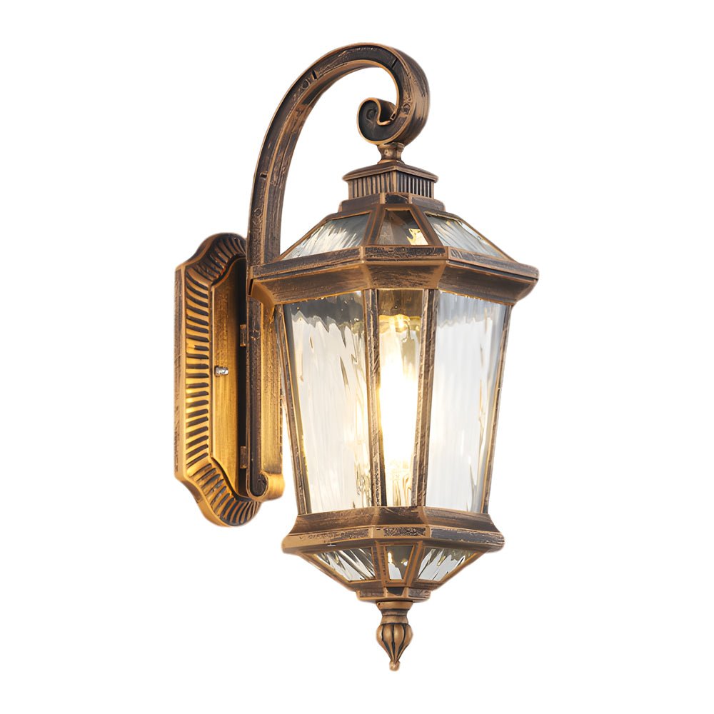 Antique Black Water Glass Outdoor Wall Lantern