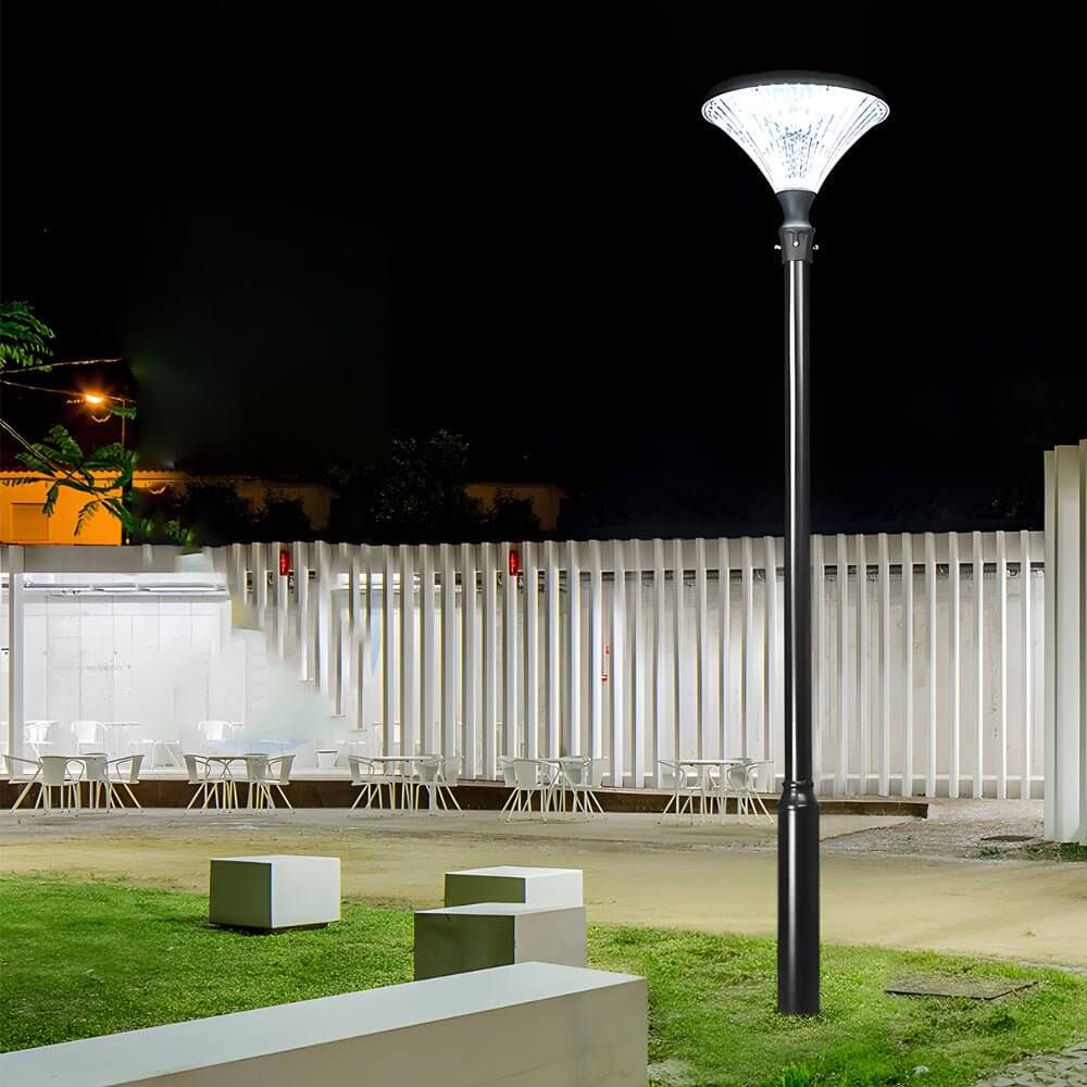 Solar LED Outdoor Post Light - Black Aluminum Street Lamp