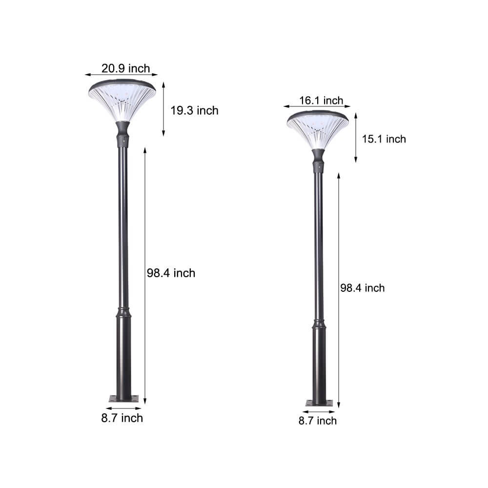 Solar LED Outdoor Post Light - Black Aluminum Street Lamp