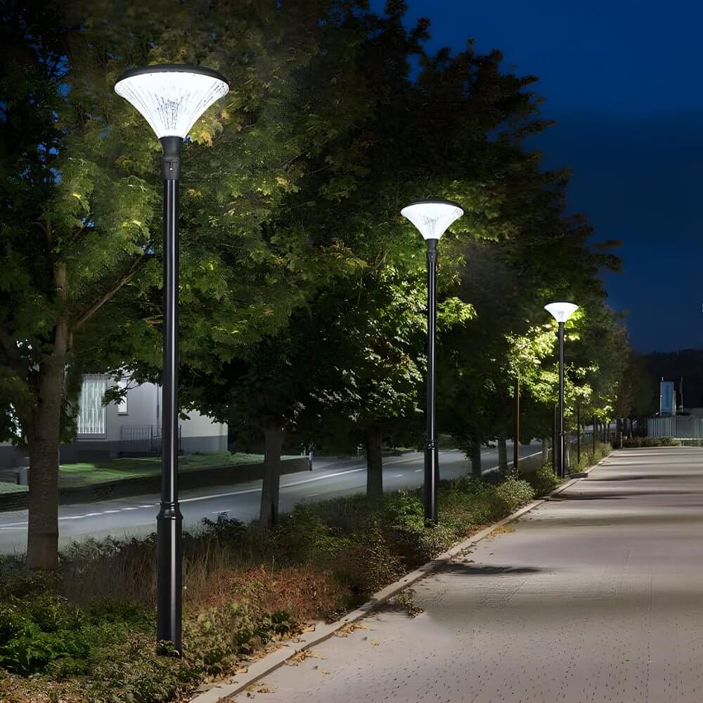 Solar LED Outdoor Post Light - Black Aluminum Street Lamp