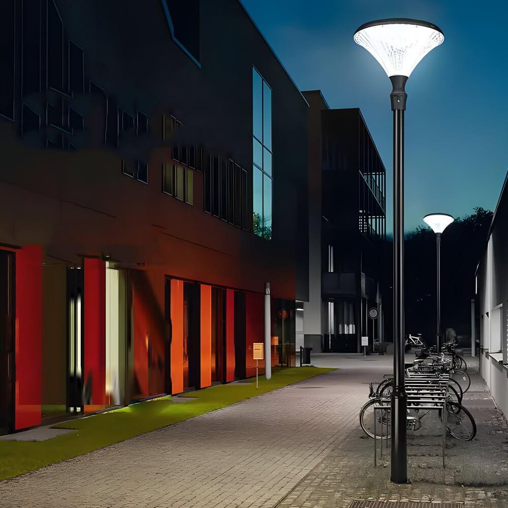 Solar LED Outdoor Post Light - Black Aluminum Street Lamp