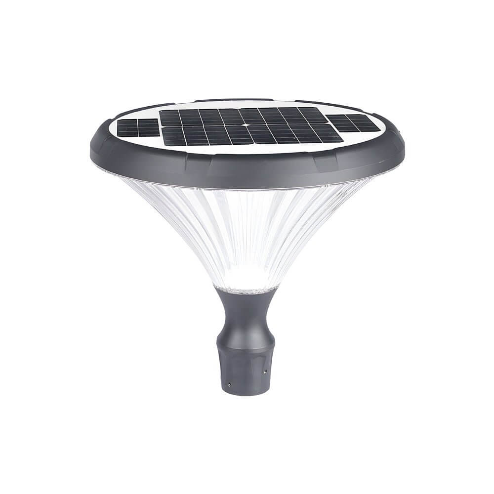 Solar LED Outdoor Post Light - Black Aluminum Street Lamp