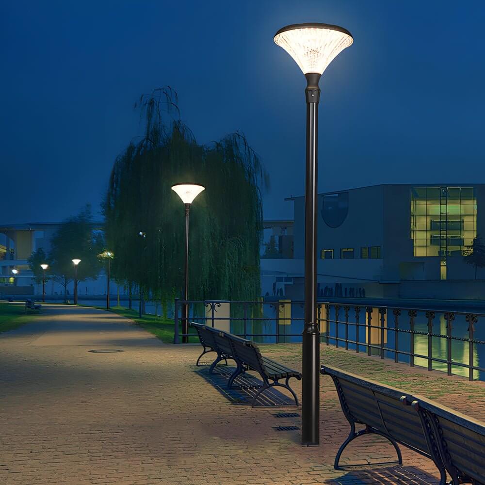 Solar LED Outdoor Post Light - Black Aluminum Street Lamp