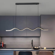 Modern Wave Linear LED Pendant Light Black Aluminum Acrylic