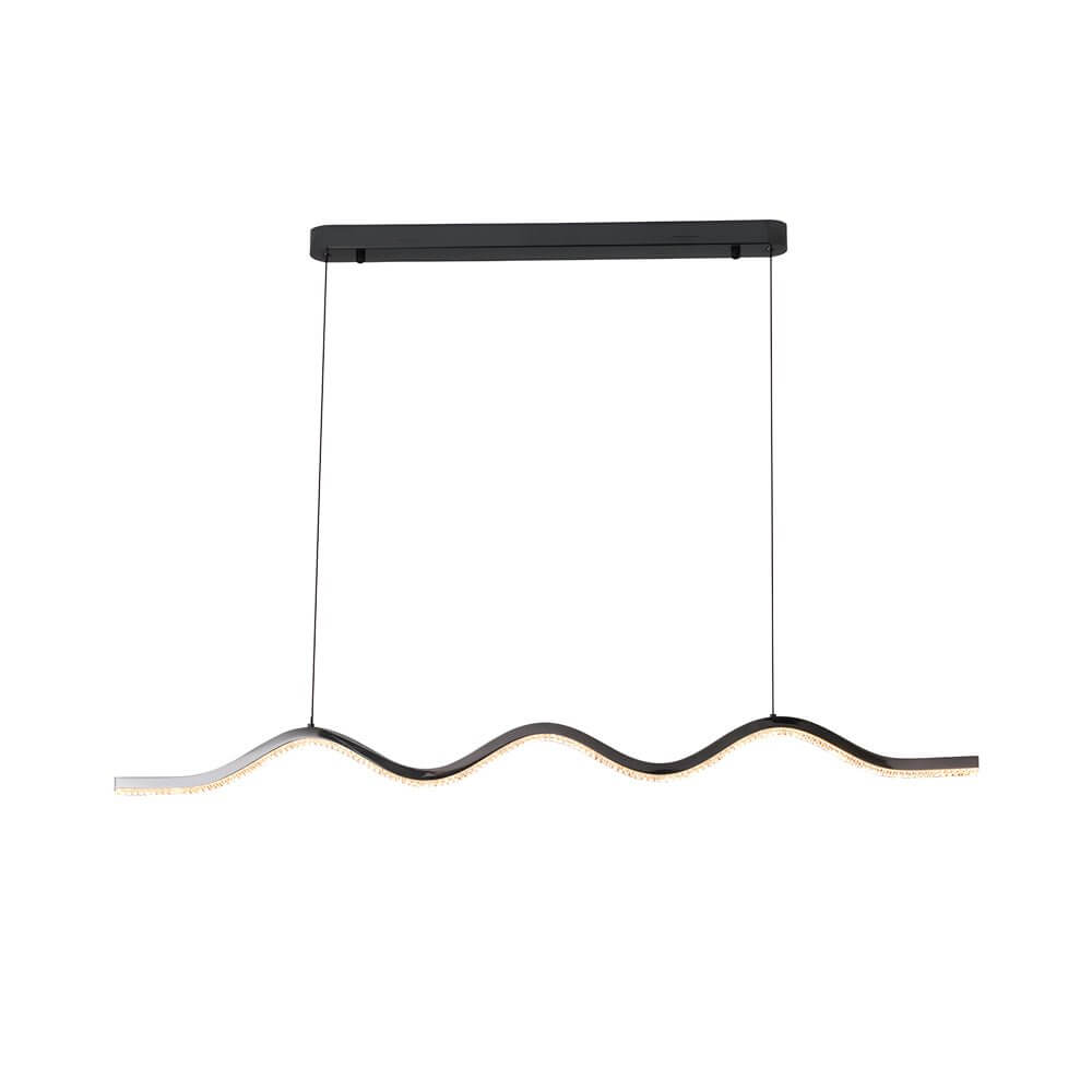 Modern Wave Linear LED Pendant Light Black Aluminum Acrylic