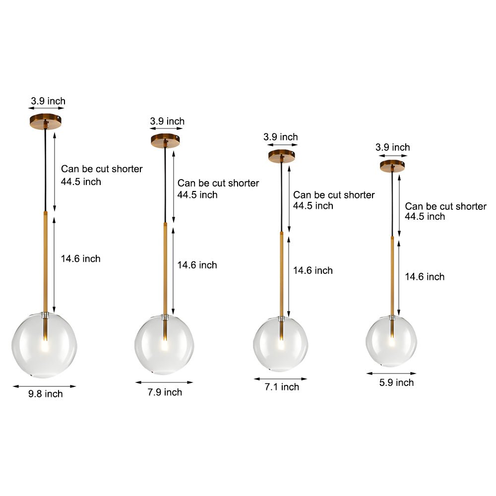 Clear Glass Globe Pendant Light Modern Bronze Finish