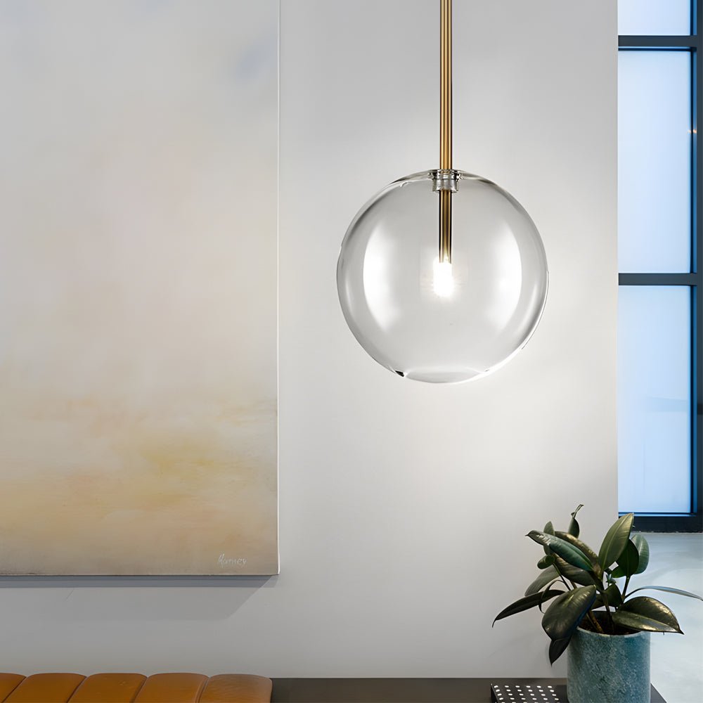 Clear Glass Globe Pendant Light Modern Bronze Finish