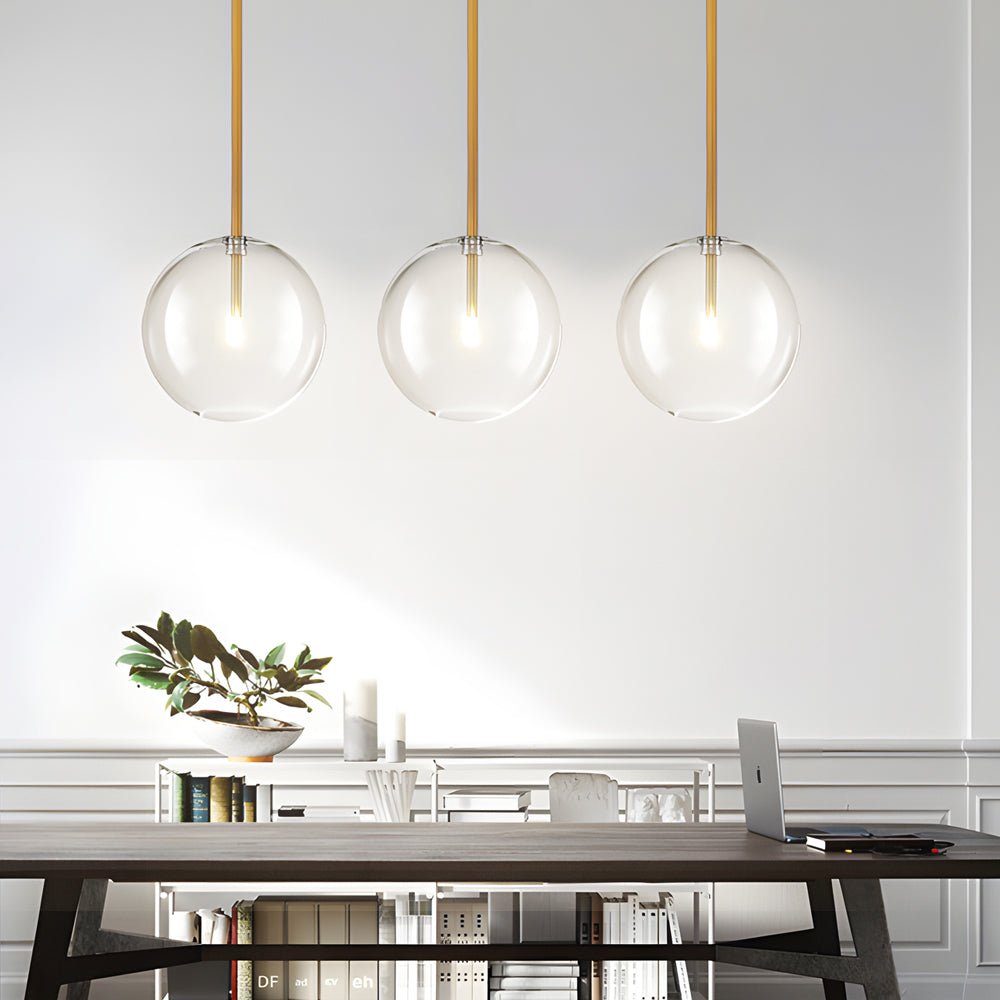 Clear Glass Globe Pendant Light Modern Bronze Finish