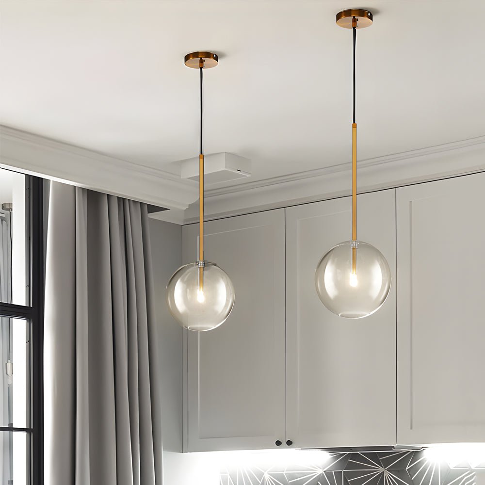 Clear Glass Globe Pendant Light Modern Bronze Finish