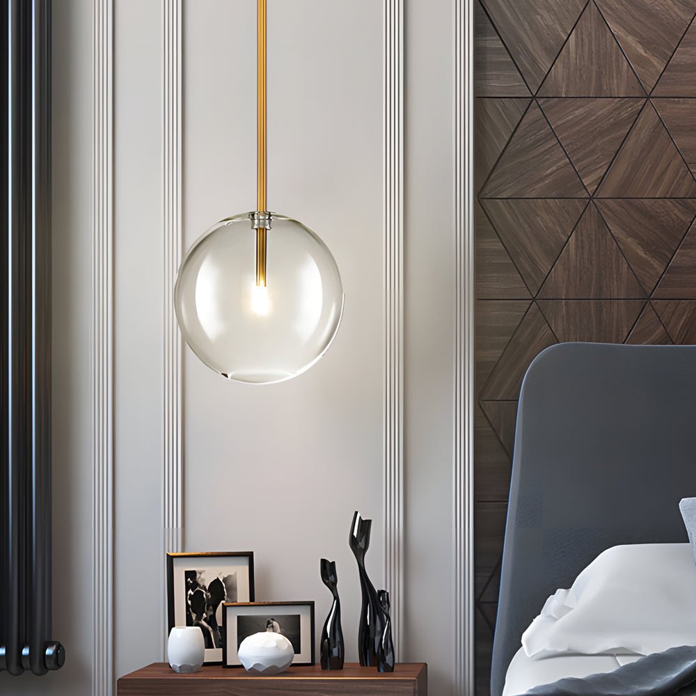 Clear Glass Globe Pendant Light Modern Bronze Finish