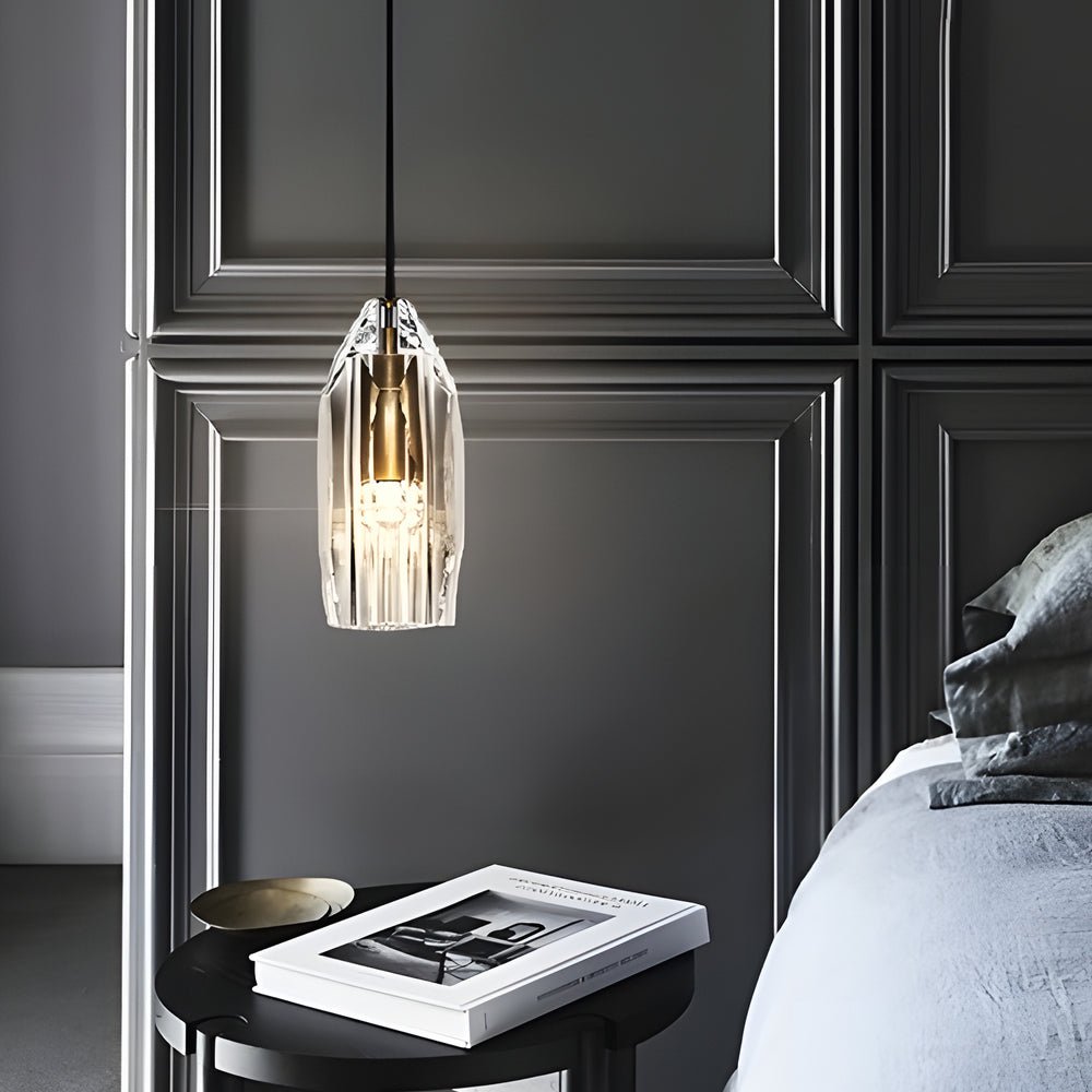Geometric Crystal Pendant Light - Modern Brass Fixture