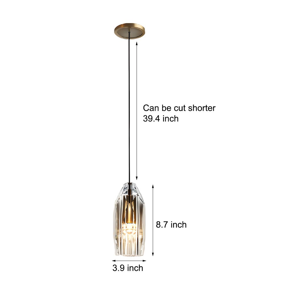 Geometric Crystal Pendant Light - Modern Brass Fixture