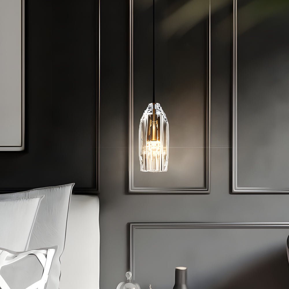 Geometric Crystal Pendant Light - Modern Brass Fixture