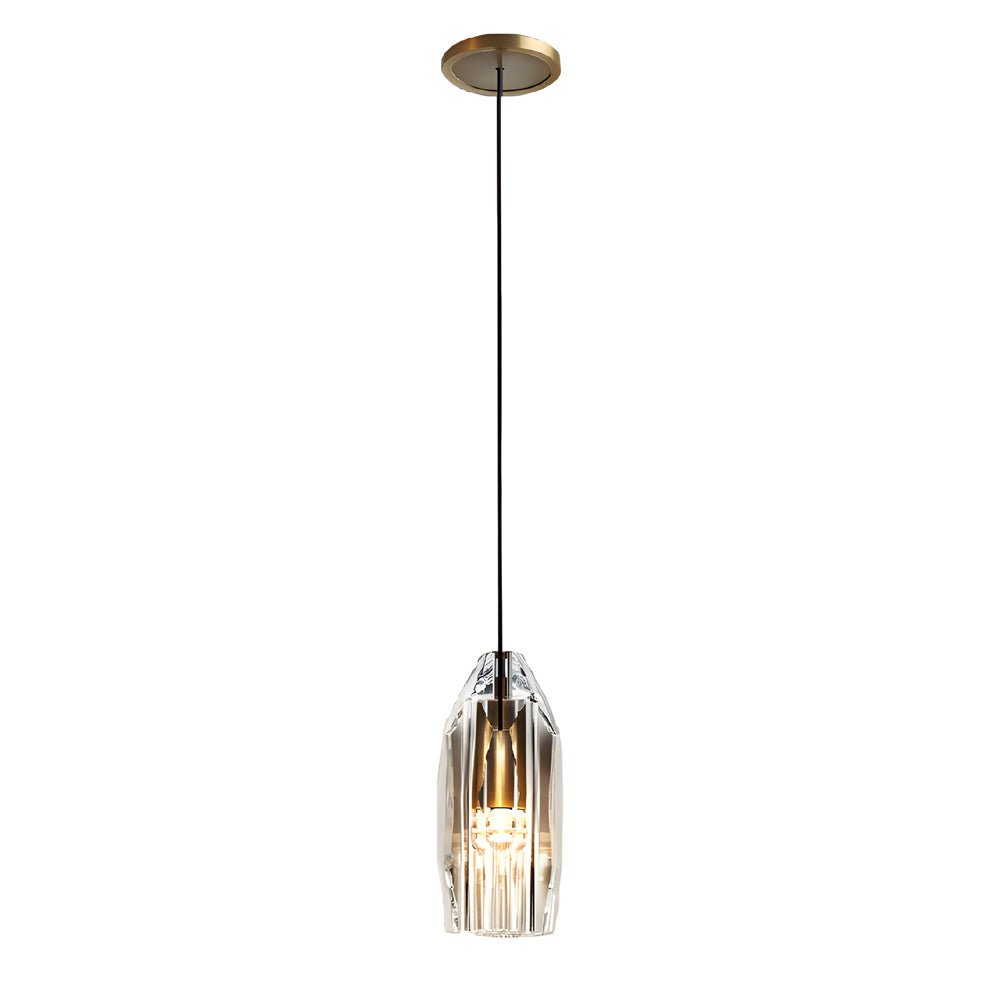Geometric Crystal Pendant Light - Modern Brass Fixture