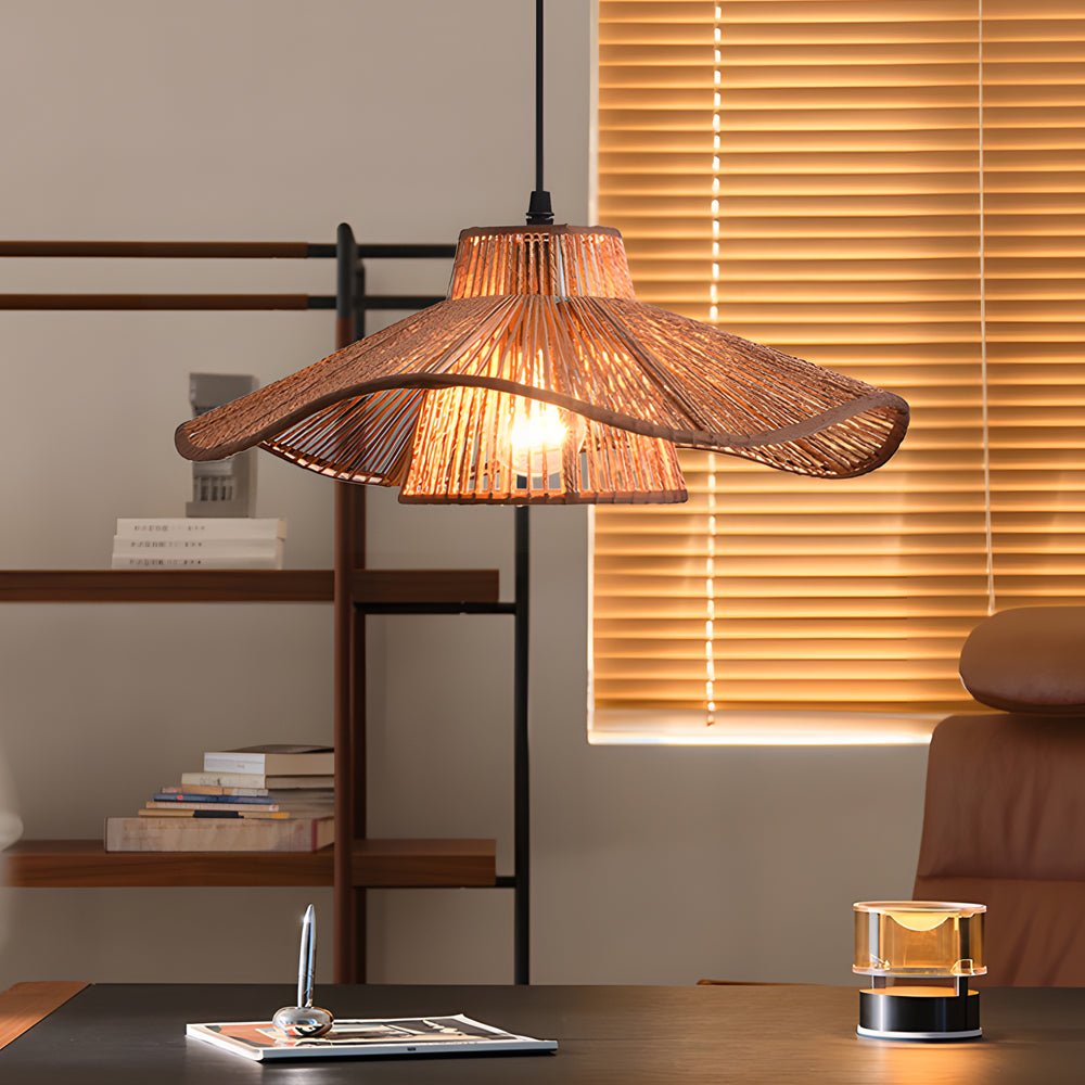 Double Layer Rope Woven Pendant Light - Rustic Modern Umbrella