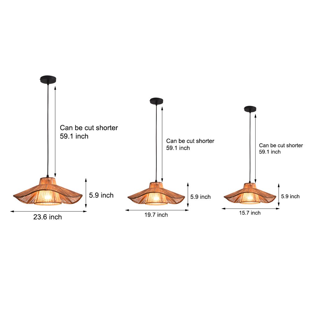 Double Layer Rope Woven Pendant Light - Rustic Modern Umbrella