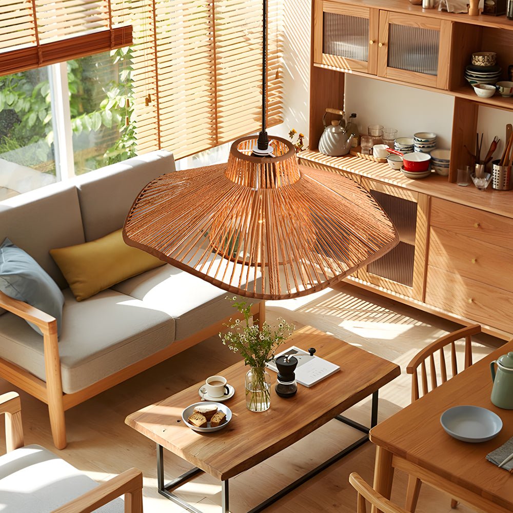 Double Layer Rope Woven Pendant Light - Rustic Modern Umbrella