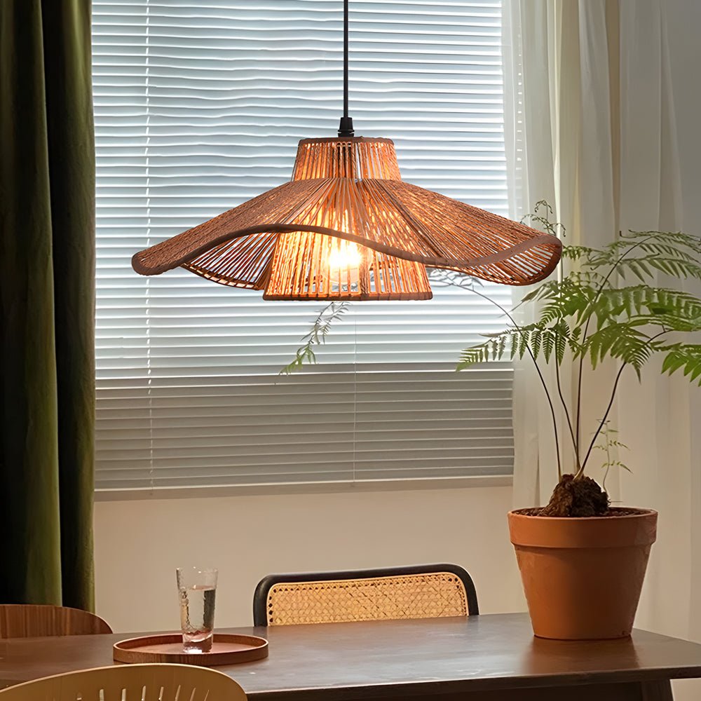 Double Layer Rope Woven Pendant Light - Rustic Modern Umbrella