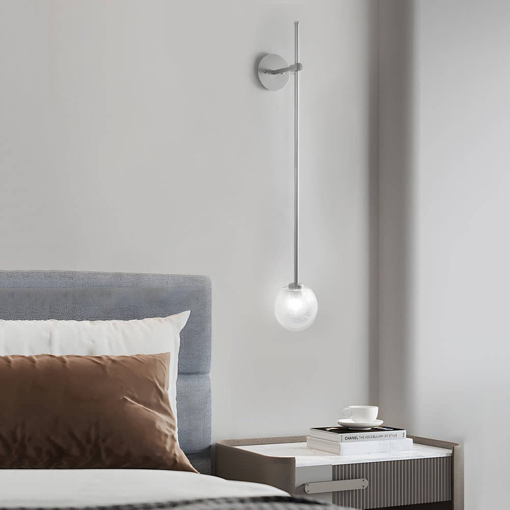 Modern Glass Bubble Wall Light with Slim Metal Arm