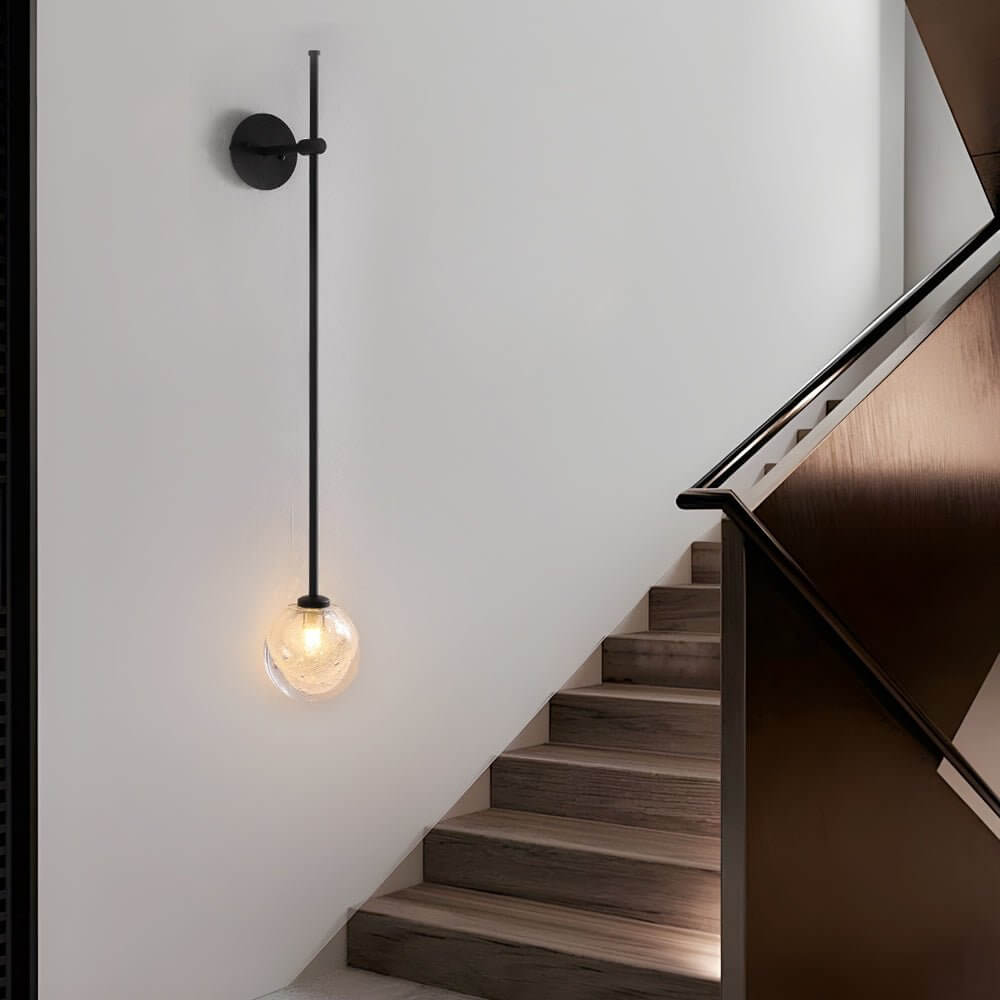 Modern Glass Bubble Wall Light with Slim Metal Arm