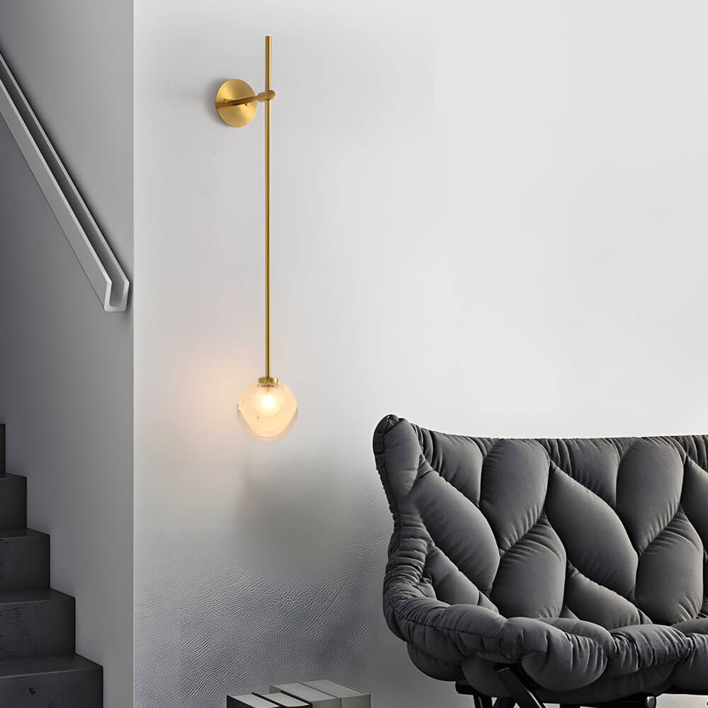 Modern Glass Bubble Wall Light with Slim Metal Arm