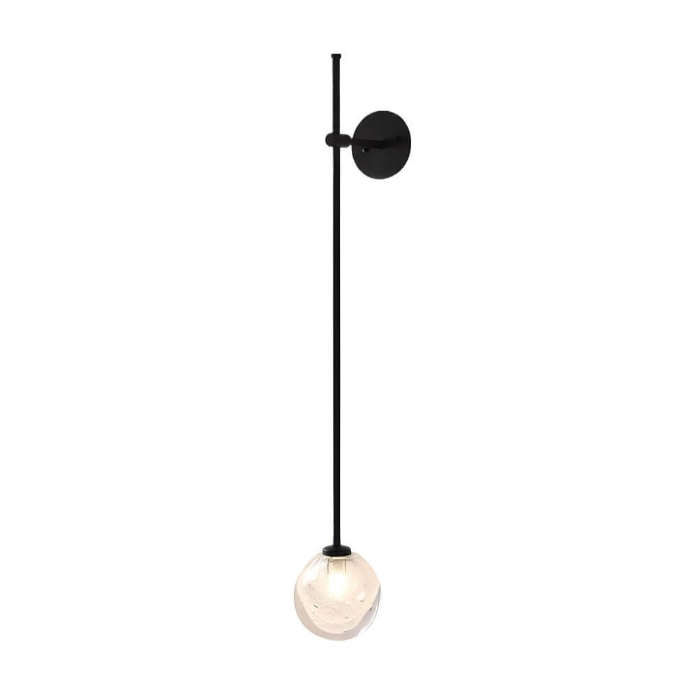 Modern Glass Bubble Wall Light with Slim Metal Arm