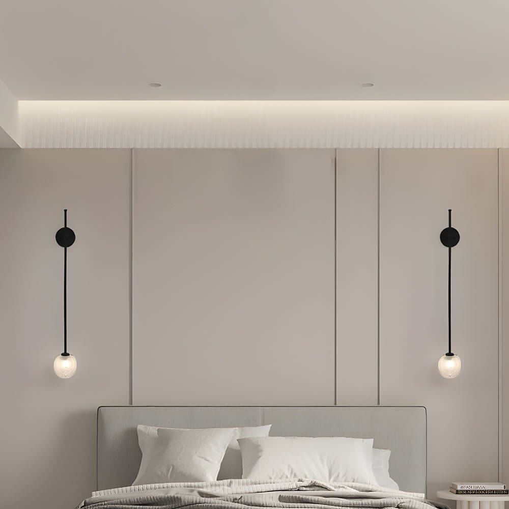 Modern Glass Bubble Wall Light with Slim Metal Arm