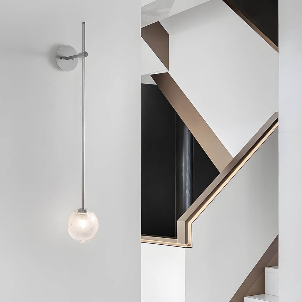 Modern Glass Bubble Wall Light with Slim Metal Arm