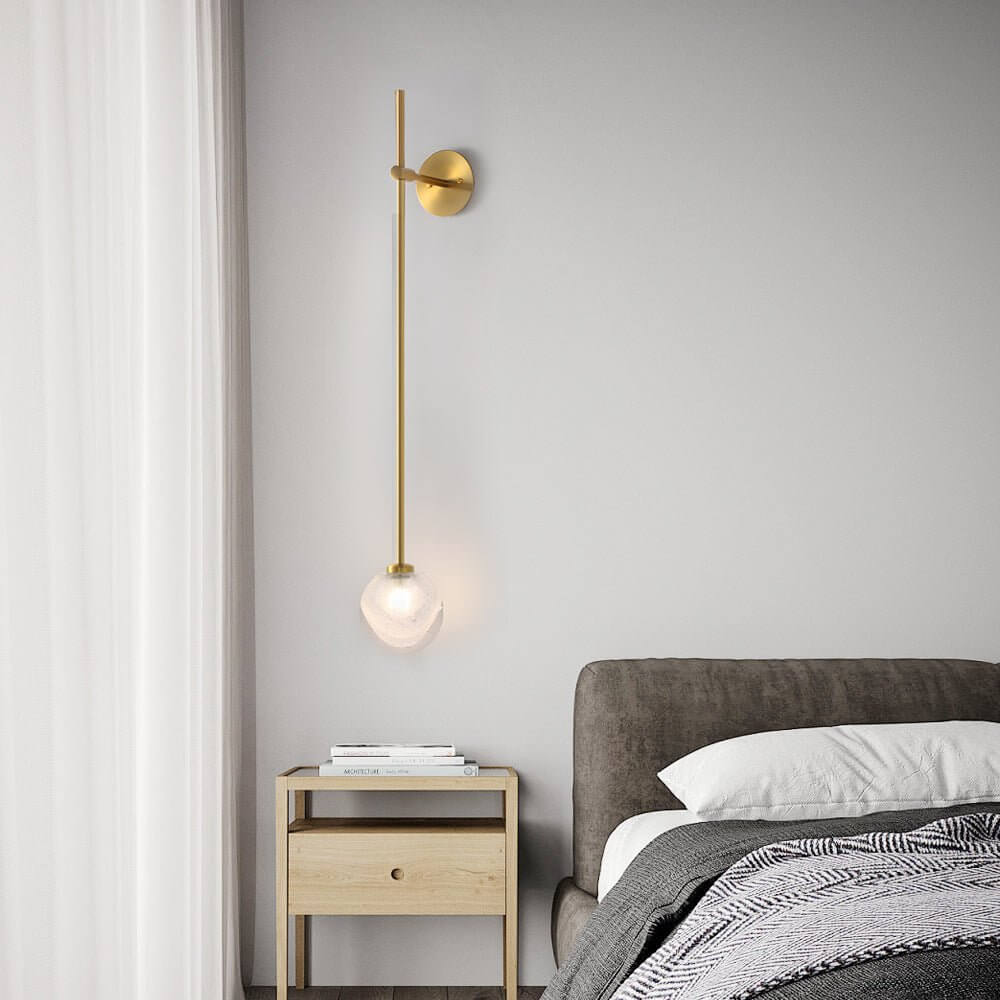 Modern Glass Bubble Wall Light with Slim Metal Arm