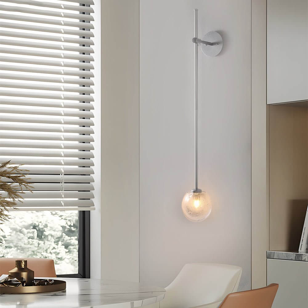 Modern Glass Bubble Wall Light with Slim Metal Arm