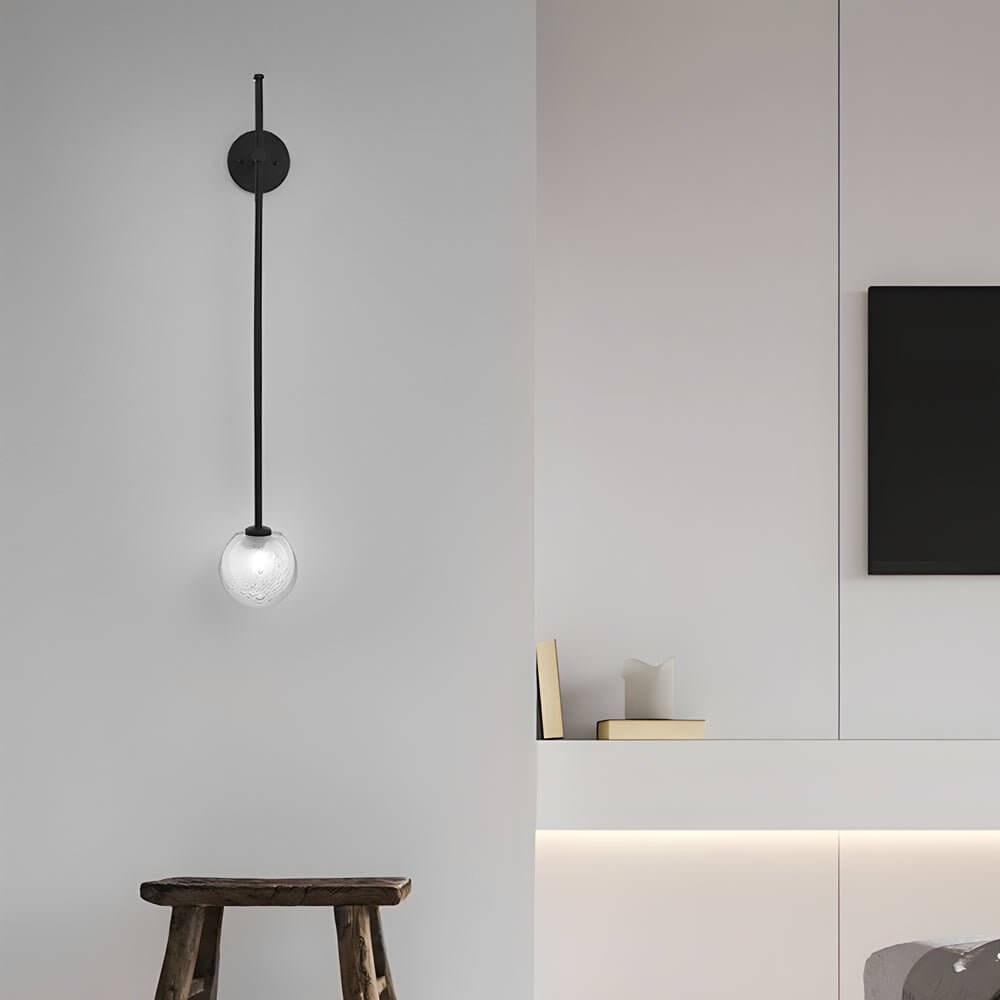 Modern Glass Bubble Wall Light with Slim Metal Arm
